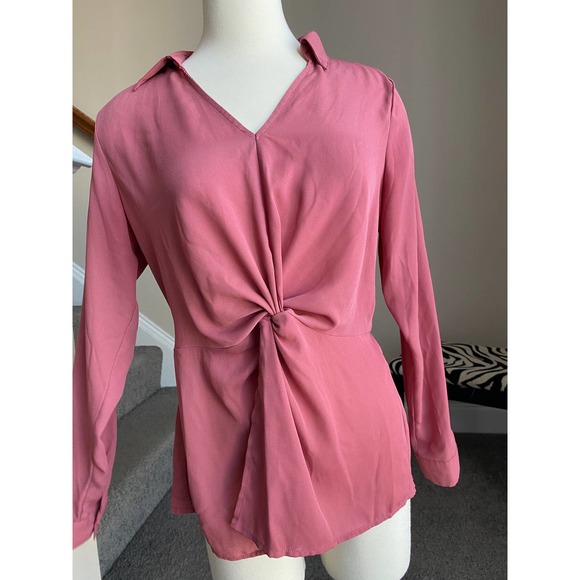 Apt 9 rose pink collared blouse with knot detail, size Medium - Picture 6 of 11